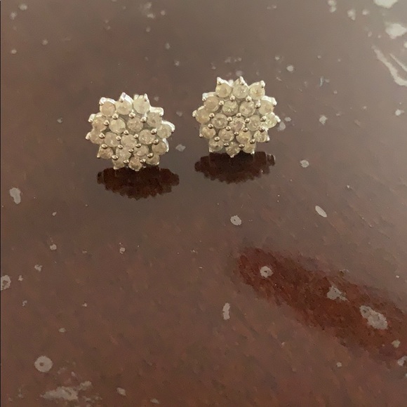 1.25 White Diamond 10k White Gold Earrings - Picture 7 of 10